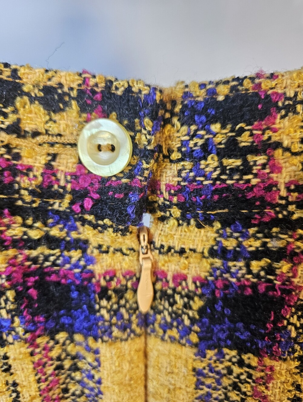 Vintage St. Michael Tweed Plaid Skirt Wool Blend Yellow Black Size Medium Twee - Picture 8 of 8